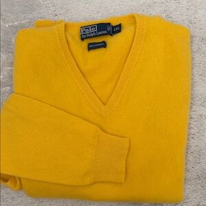 Polo by Ralph Lauren Men's V-Neck Sweater in Bright Yellow